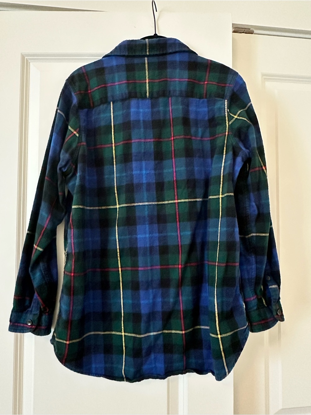 L.L. Bean Blue, Green & Red Plaid Women’s Size S Flannel Shirt - Picture 2 of 4